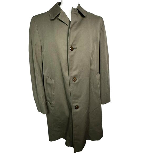 AQUASCUTUM Mens 42 Trench Coat Weatherproof Wool Lined Tan London Aqua 5 Vintage - Picture 1 of 12